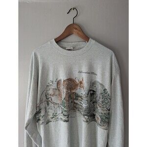 Vintage Adirondacks long sleeve shirt, animal print, cute, hiking, camping, XL